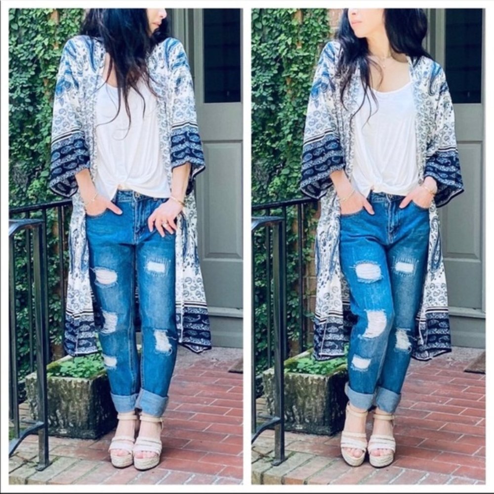 NWT Boho Open Draped Kimono, OS